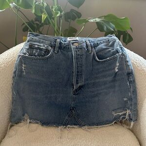 Agolde Quinn Distressed Mini denim skirt